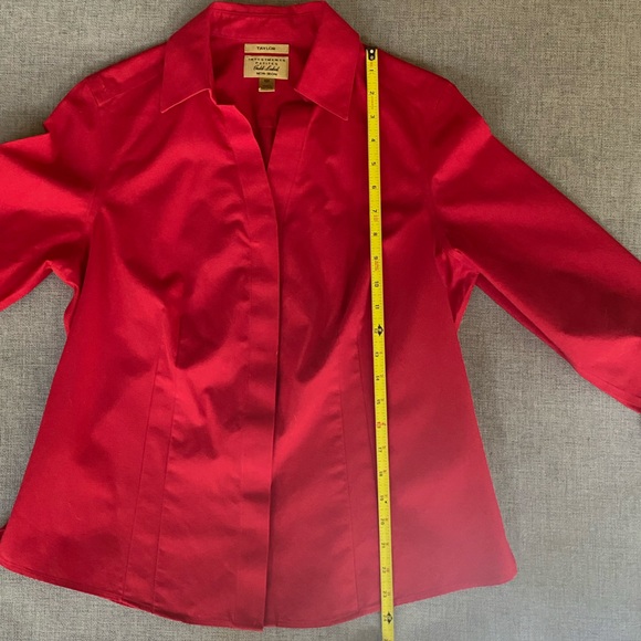 Investments Taylor Gold Label Non-Iron 3/4 Sleeve Button Front Shirt Red 10P - Picture 6 of 10